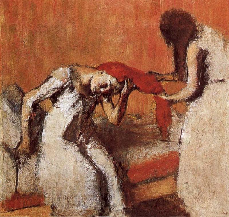 Edgar Degas Two lady dressing up hair oil painting image